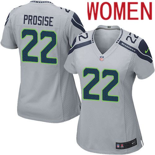 Women Seattle Seahawks #22 C. J. Prosise Nike Gray Game NFL Jersey->women nfl jersey->Women Jersey